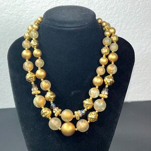 Beautiful Deauville Double Strand Choker Style Vtg 50s Sparkle Bead Necklace 14"